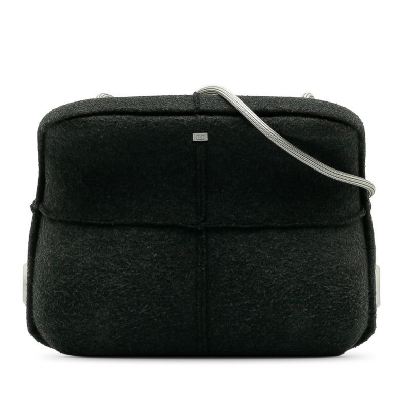 CHANEL Hip Bag Shoulder Grey Wool Women's