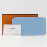 HERMES Azap long silk in wallet Vaux Epson Celeste 2023 light blue B ladies