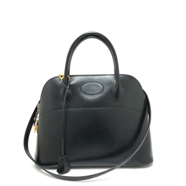 Hermes 2WAY Bag Shoulder Bag Hand Bag Black GoldHardware