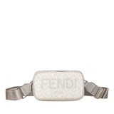 FENDI ZUCCA SHOULDER BAG GRAY PVC LEATHER WOMEN'S