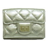 CHANEL 2.55 Tri-fold Wallet Leather Women's Gold Metallic