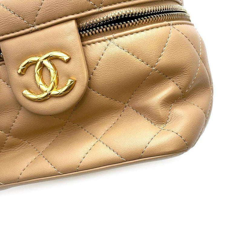 Chanel Chain Shoulder Bag Matelasse Vanity Coco Mark Leather AS3228 CHANEL