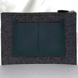 Hermes clutch bag Toudou 29 gray navy green f-19988 felt leather Epson C stamp HERMES D-ring men's women's handbag