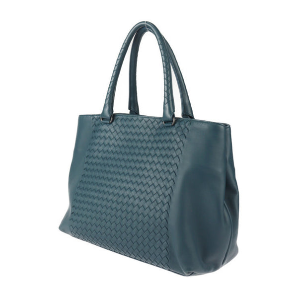 BOTTEGA VENETA Bottega Veneta Intrecciato Tote Bag 428331 Lamb Leather PACIFIC AGED Blue Shoulder