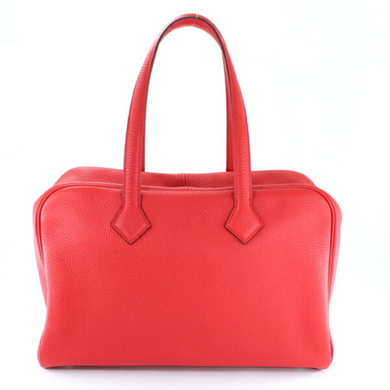 Hermes Bag Victoria 35 Red Rouge Coup Taurillon Clemence Handbag Shoulder Boston HERMES Leather Men's Women's Tote TK1883