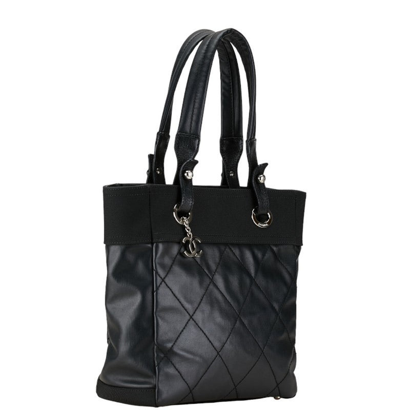 Chanel Coco Mark Paris Biarritz Tote PM Bag Handbag A34208 Black PVC Canvas Women's CHANEL