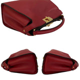 FENDI Peekaboo logo metal fittings leather genuine 2way mini shoulder bag handbag red 63410