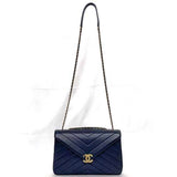 Chanel Chain Shoulder Bag Navy V Stitch f-20741 Coco Mark Flap Leather Lambskin 2 CHANEL