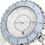 CHANEL H4340 J12 Soft Blue Watch Quartz White Dial 33mm Ceramic SS Ladies