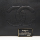 CHANEL Coco Mark Ball Chain Tote Bag Large Shoulder Caviar Skin Leather Black A03578