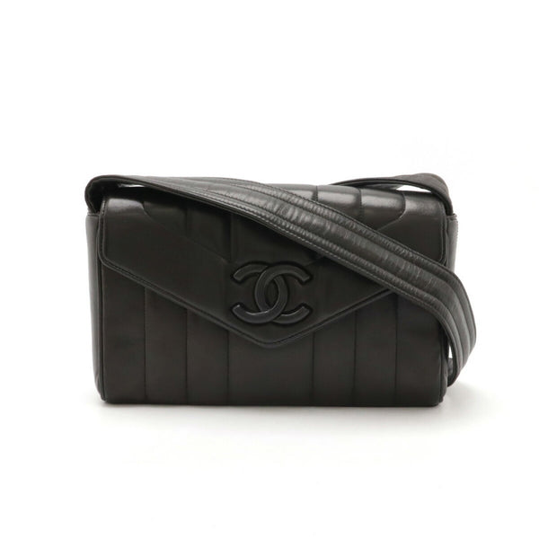 CHANEL Mademoiselle Coco Mark Shoulder Bag Leather Black