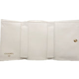 CHANEL Classic Small Wallet Coco Mark A84401 Trifold Caviar Skin White 180282