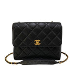 CHANEL Chanel Matelasse Cocomark Matte Caviar Skin Chain Shoulder Bag Black 12309