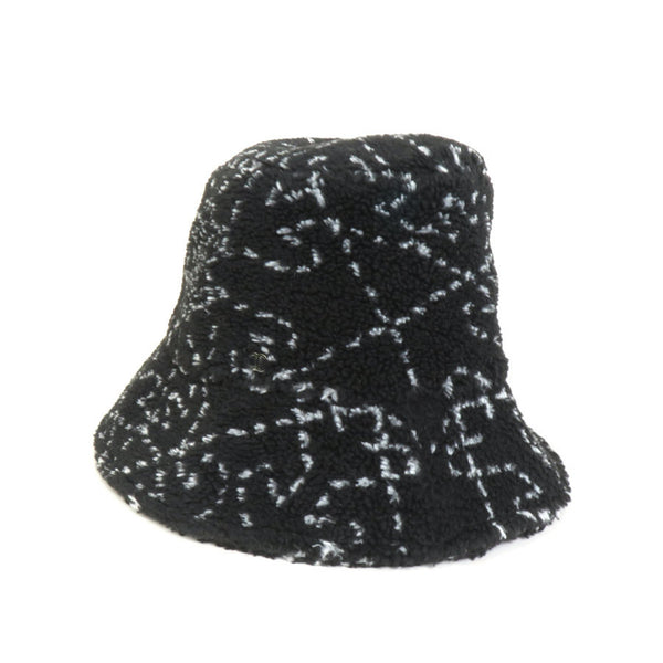 CHANEL Hat Bucket Coco Mark Boa Black/White Ladies