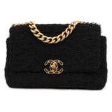 Chanel Chain Shoulder Bag 19 Flap Coco Mark Tweed AS1160 CHANEL Black