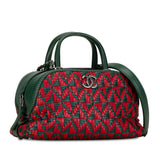 Chanel Coco Mark Boston Bag Shoulder Green Red Leather Women's CHANEL