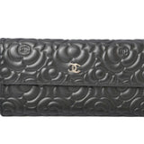 CHANEL Wallet Camellia Lambskin Black A82283