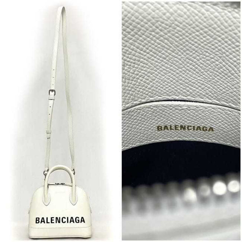 Balenciaga 2way Bag Ville Small XXS White Black Everyday 550646 Shoulder Handbag Leather BALENCIAGA Print Compact