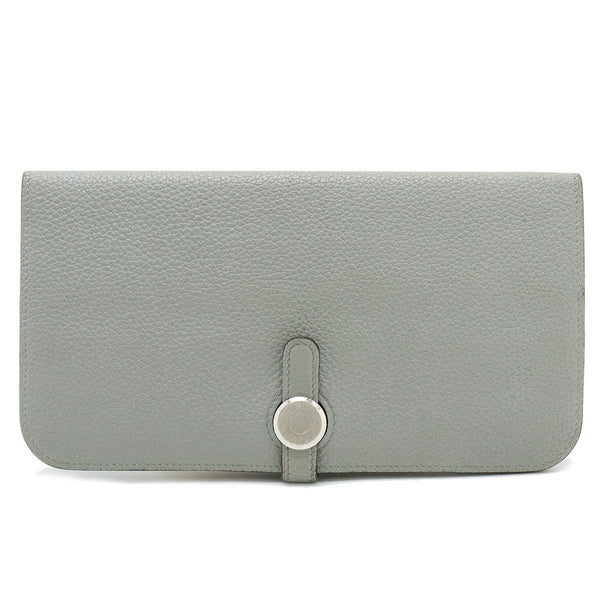 HERMES Dogon Recto Verso Long Bi-fold Wallet Togo Leather Grimlet Grey T Stamp