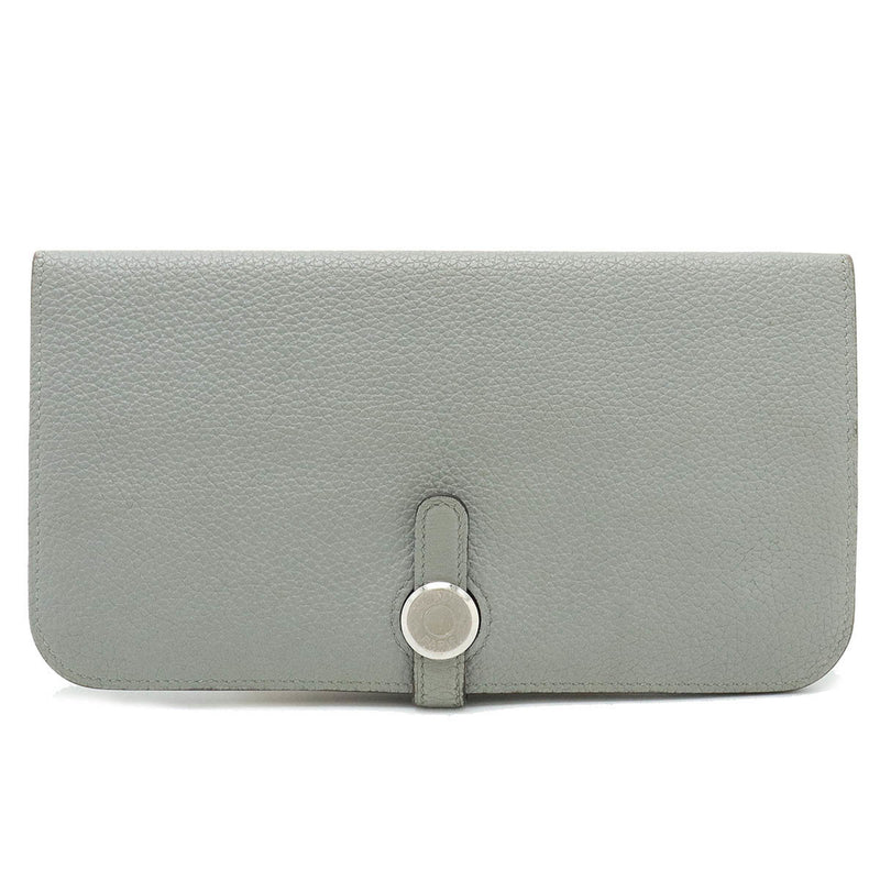 HERMES Dogon Recto Verso Long Bi-fold Wallet Togo Leather Grimlet Grey T Stamp