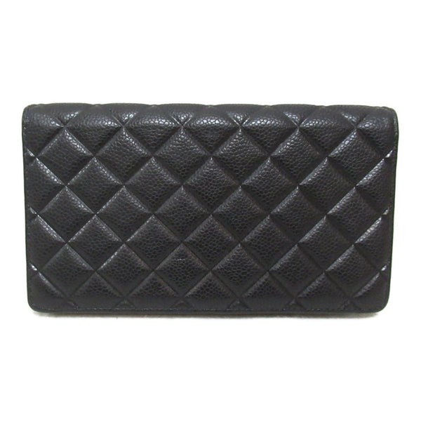 CHANEL Bifold long wallet Black Caviar Skin (Grained Calf)