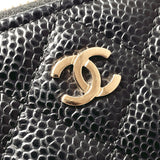 CHANEL Coco Mark Round Long Wallet Matte Caviar Skin Black Women's N4044663