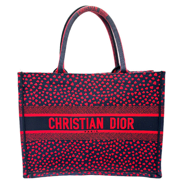 Christian Dior Handbag Book Tote Canvas Navy Red Women's z1174