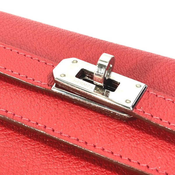 Hermes Compact wallet Trifold wallet Rouge Coo Red SilverHardware