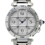 CARTIER Pasha 38mm Grid W31040H3 Men's Stainless Steel Watch Automatic Silver Dial