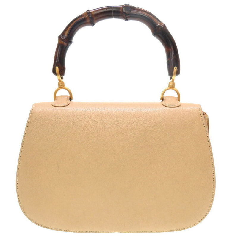 gucci bamboo leather beige handbag