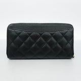 Chanel Long Wallet Matelasse Caviar Skin Black Women's