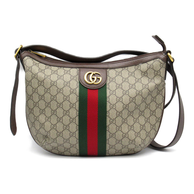 GUCCI GG Supreme Shoulder Bag Beige Brown PVC coated canvas leather 598125