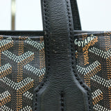 GOYARD Sac Voltaire Tote Bag Handbag Herringbone Leather Black