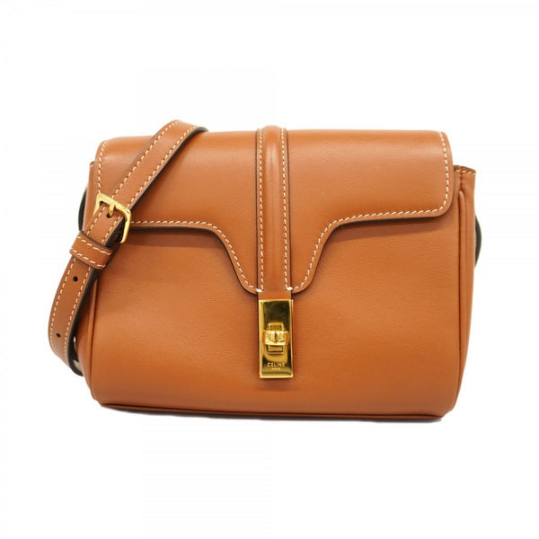 Celine Shoulder Bag Leather Brown Women's