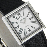 CHANEL Mademoiselle Watch Stainless Steel x Leather Quartz Analog Display White Dial Ladies