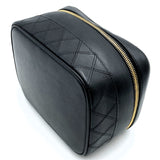 CHANEL Bicolor Vanity Bag, Cosmetic Pouch, Coco Mark, Black, Lambskin, Leather, Women's