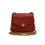 CHANEL Coco Mark Turnlock Hardware Lambskin Mini Shoulder Bag Red 31845