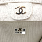 CHANEL Classic Small Flap Matelasse AP0230 Trifold Wallet Caviar Skin White 083640