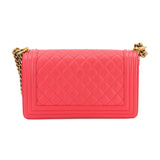 CHANEL Boy Chanel Chain Shoulder Bag Caviar Skin Pink A67086 Gold Metal Fittings