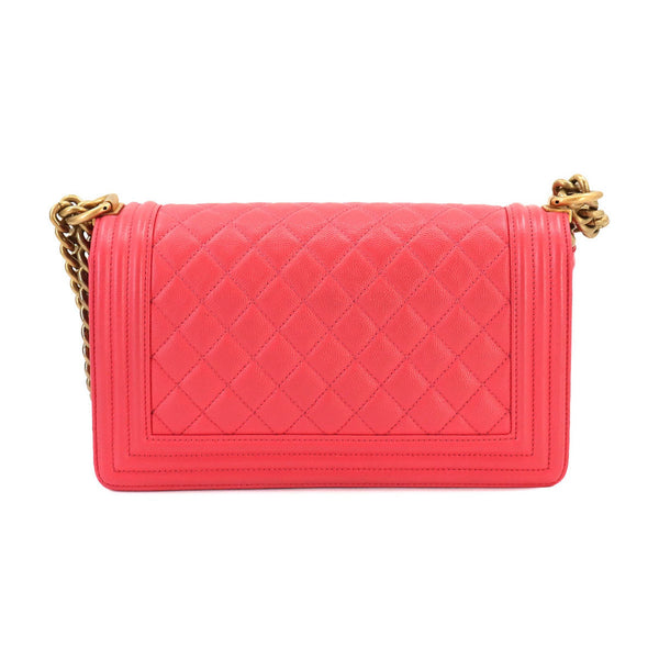 CHANEL Boy Chanel Chain Shoulder Bag Caviar Skin Pink A67086 Gold Metal Fittings