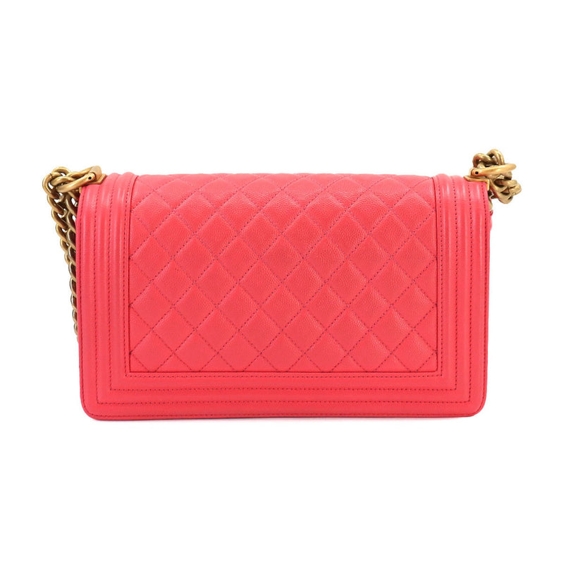 CHANEL Boy Chanel Chain Shoulder Bag Caviar Skin Pink A67086 Gold Metal Fittings