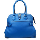 HERMES Atlas 35 Taurillon Clemence Blue Handbag □P Engraved Leather Women's Hand Bag