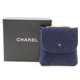 CHANEL Chanel Chain Pouch Women's Cotton Navy