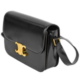 CELINE Classic Triomphe Shoulder Bag 187363BF4.38NO Black Shiny Calfskin