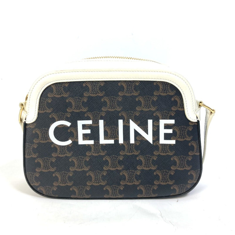 CELINE Crossbody Pochette bag Shoulder Bag Brown White