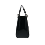 Christian Dior Dior Lady Cannage Shoulder Bag Patent Leather Black Women's 2way