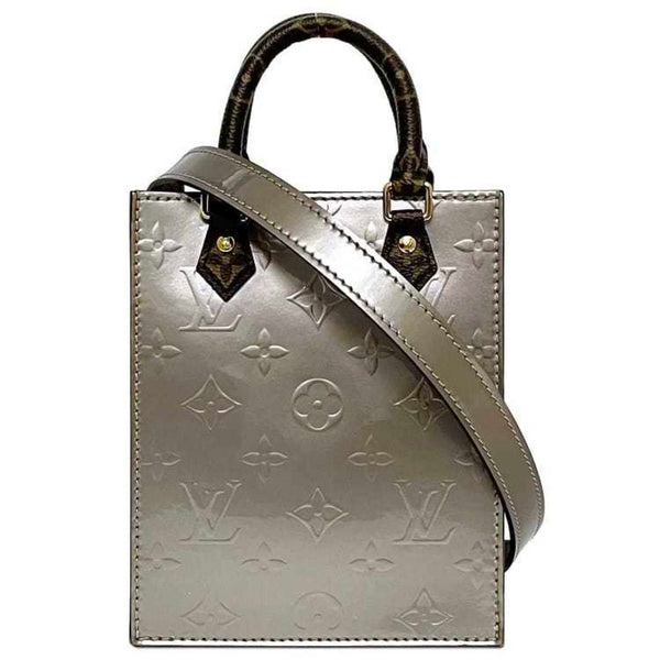 Louis Vuitton 2-way bag Petite Sac Plat Taupe Greige Monogram Vernis M90564 Bag Shoulder Patent leather canvas KF3290 LOUIS VUITTON