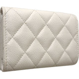 CHANEL Classic Small Wallet Coco Mark A84401 Trifold Caviar Skin White 180282