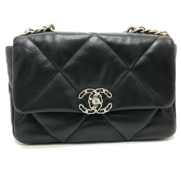 CHANEL AS1160 Disneuf Matelasse Coco Mark CHANEL19 Chain Bag Shoulder Lambskin Women's Black