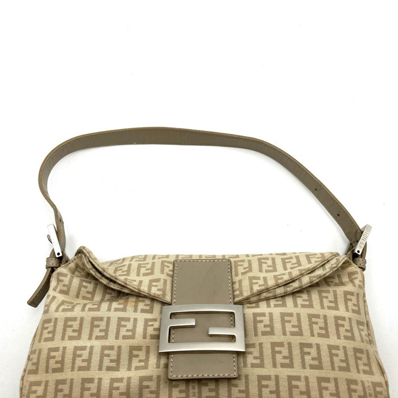 FENDI Mamma Bucket Handbag Bag Zucchino Beige Canvas Women's